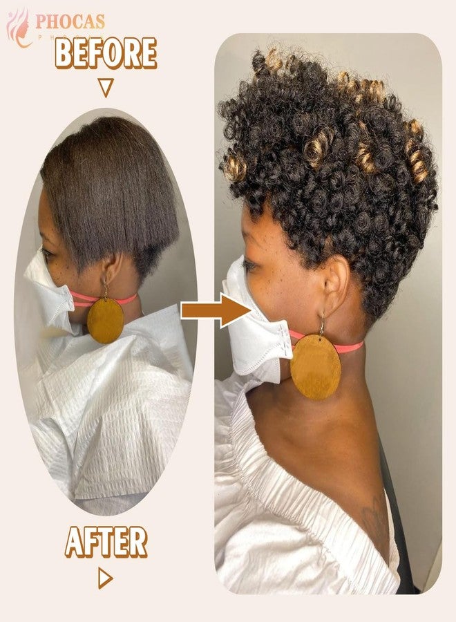 PHOCAS 20'' 3Packs Short Crochet Hair Curly Wand Curl Crochet Hair Extensions for Black Women - 6MM #1B Natural Black - Image 4